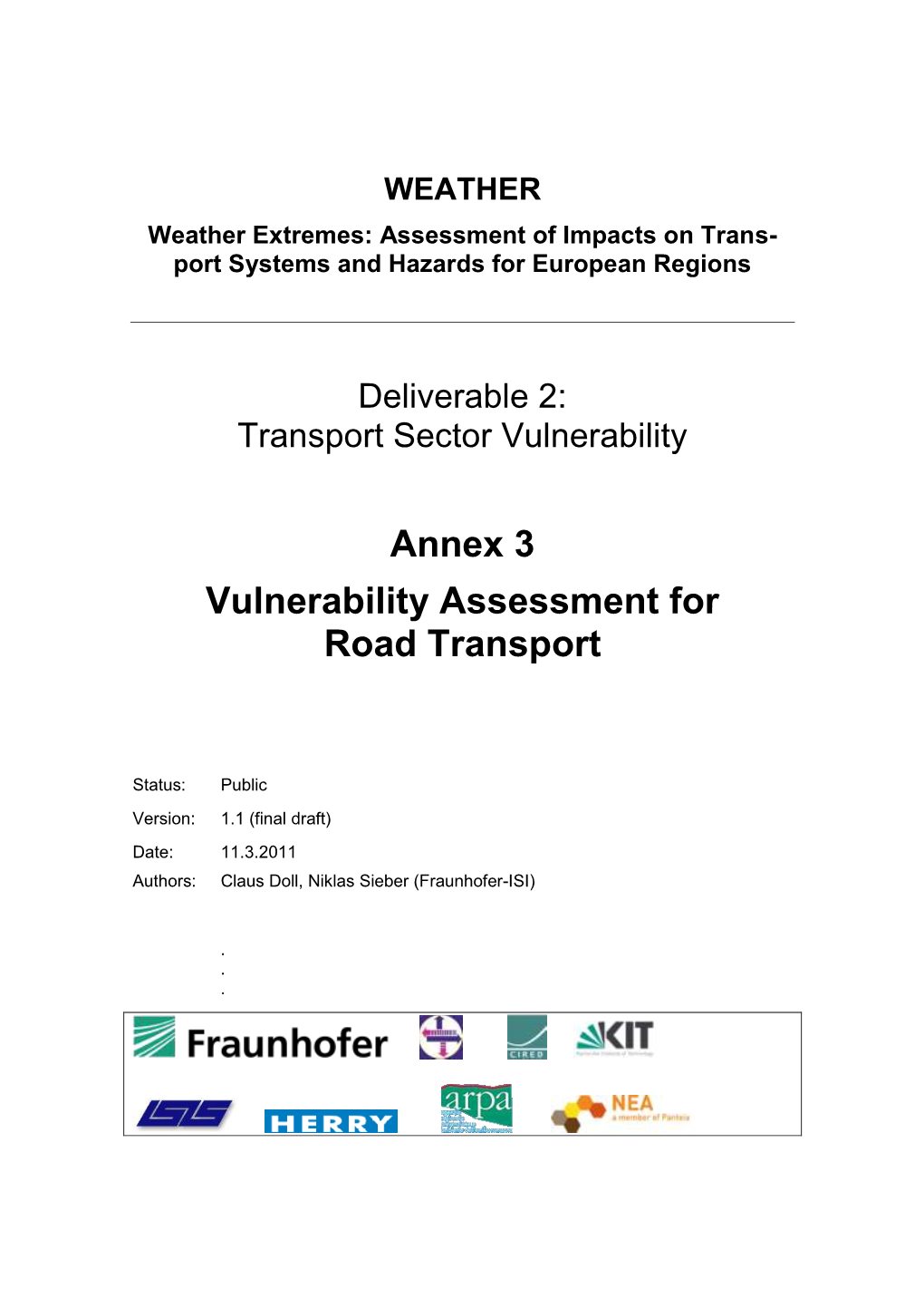 Annex 3 Vulnerability Assessment for Road Transport