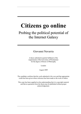 Citizens Go Online Probing the Political Potential of the Internet Galaxy