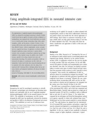 Using Amplitude-Integrated EEG in Neonatal Intensive Care