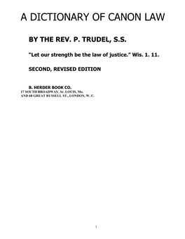 A Canon Law Dictionary