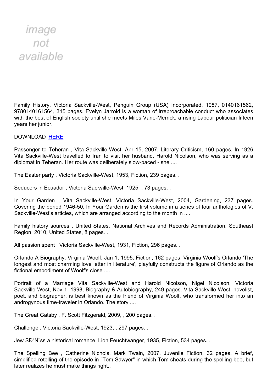 Download Family History, Victoria Sackville-West, Penguin Group