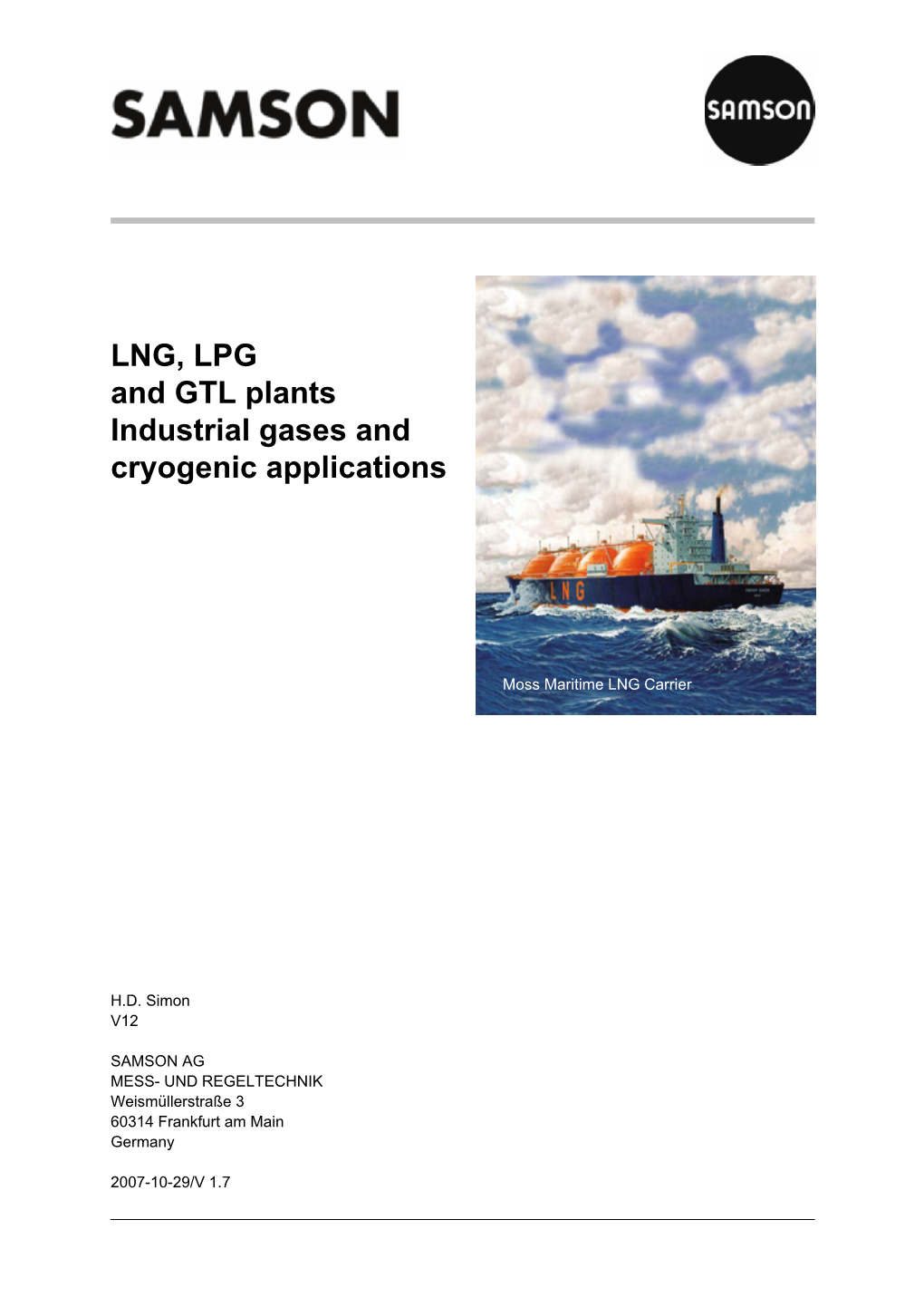 LNG, LPG and GTL Plants Industrial Gases and Cryogenic Applications