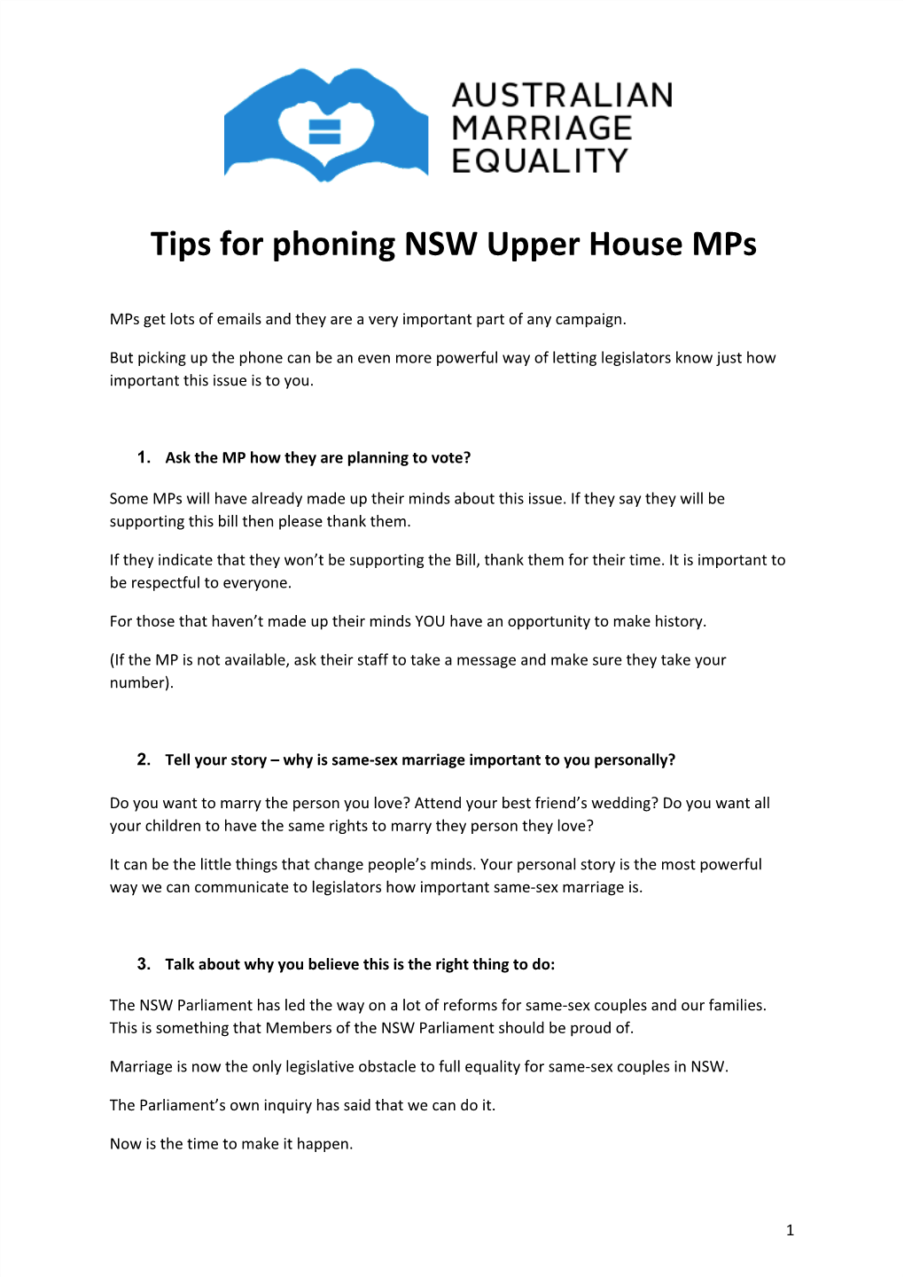 Tips for Phoning NSW Upper House Mps