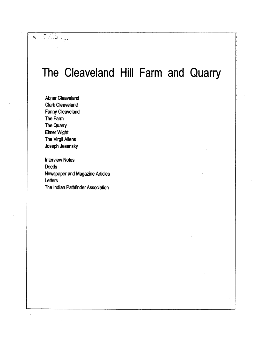 Cleaveland Hill Farm and Quarry