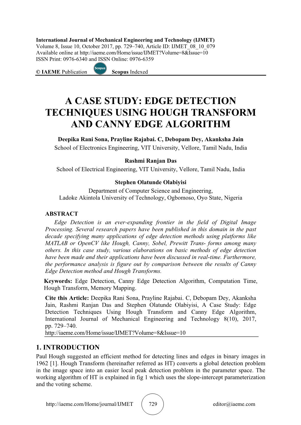 A Case Study: Edge Detection Techniques Using Hough Transform and Canny Edge Algorithm