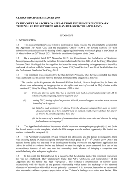 Clergy Discipline Measure 2003 in the Court of Arches