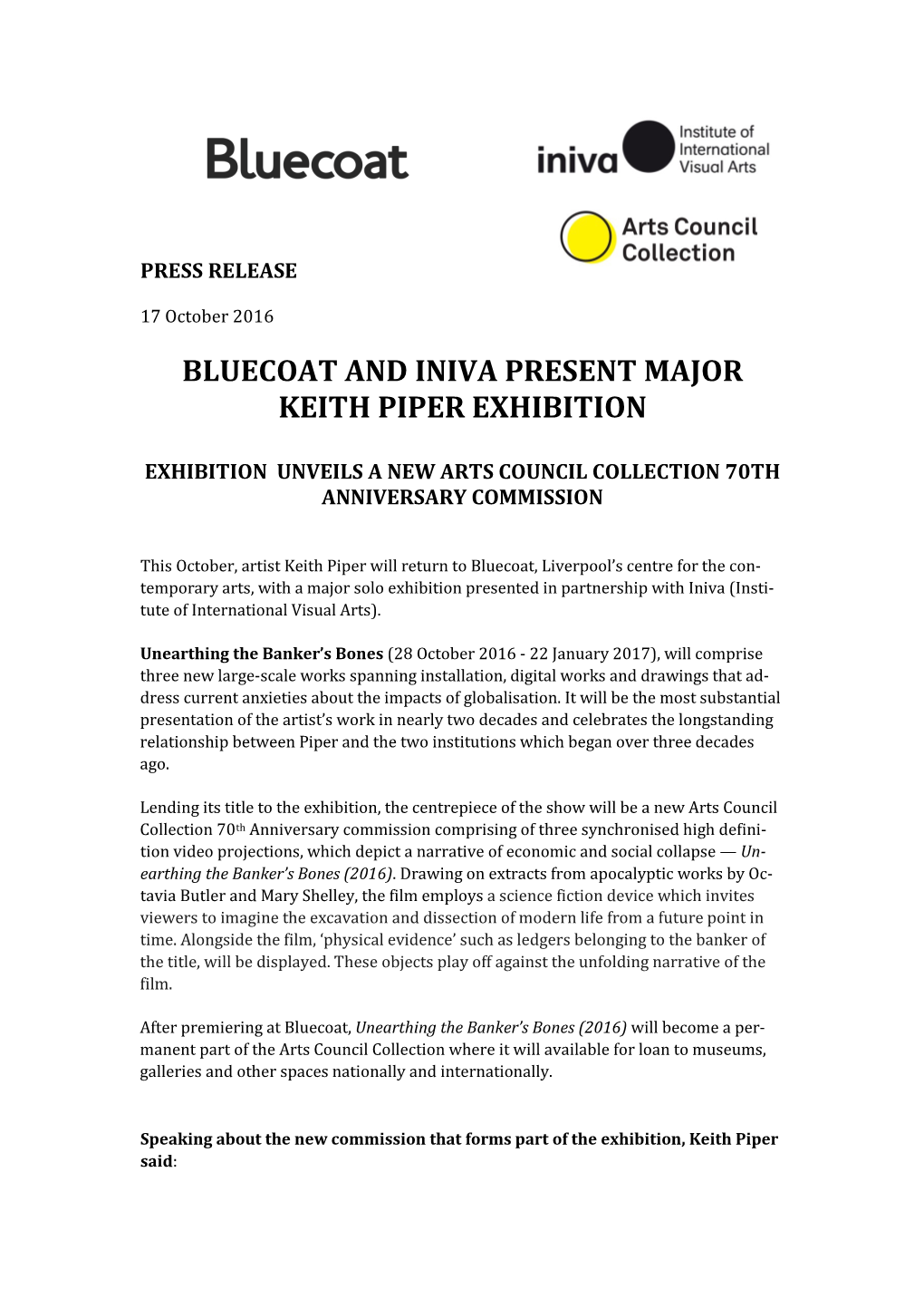 Bluecoat and Iniva Present Major Keith Piper Exhibition Press Release