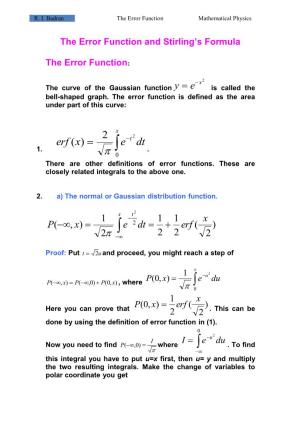 The Error Function Mathematical Physics