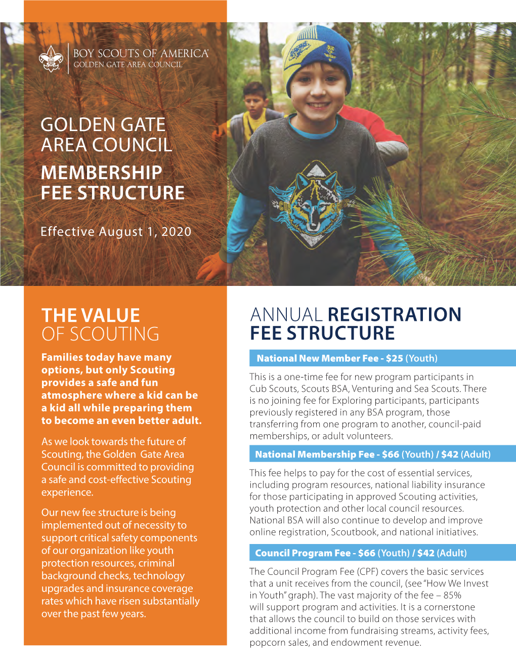 Golden Gate Area Council Membership Fee Structure