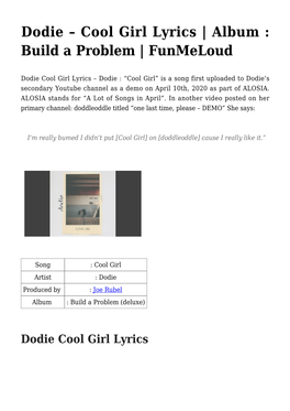 ​Dodie &#8211; Cool Girl Lyrics | Album : Build a Problem | Funmeloud