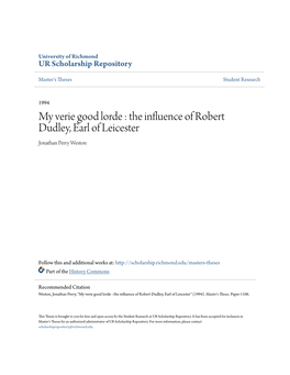 The Influence of Robert Dudley, Earl of Leicester Jonathan Perry Weston