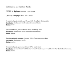 Distributions and Habitats: Rajidae