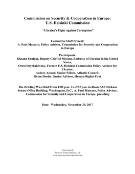 US Helsinki Commission