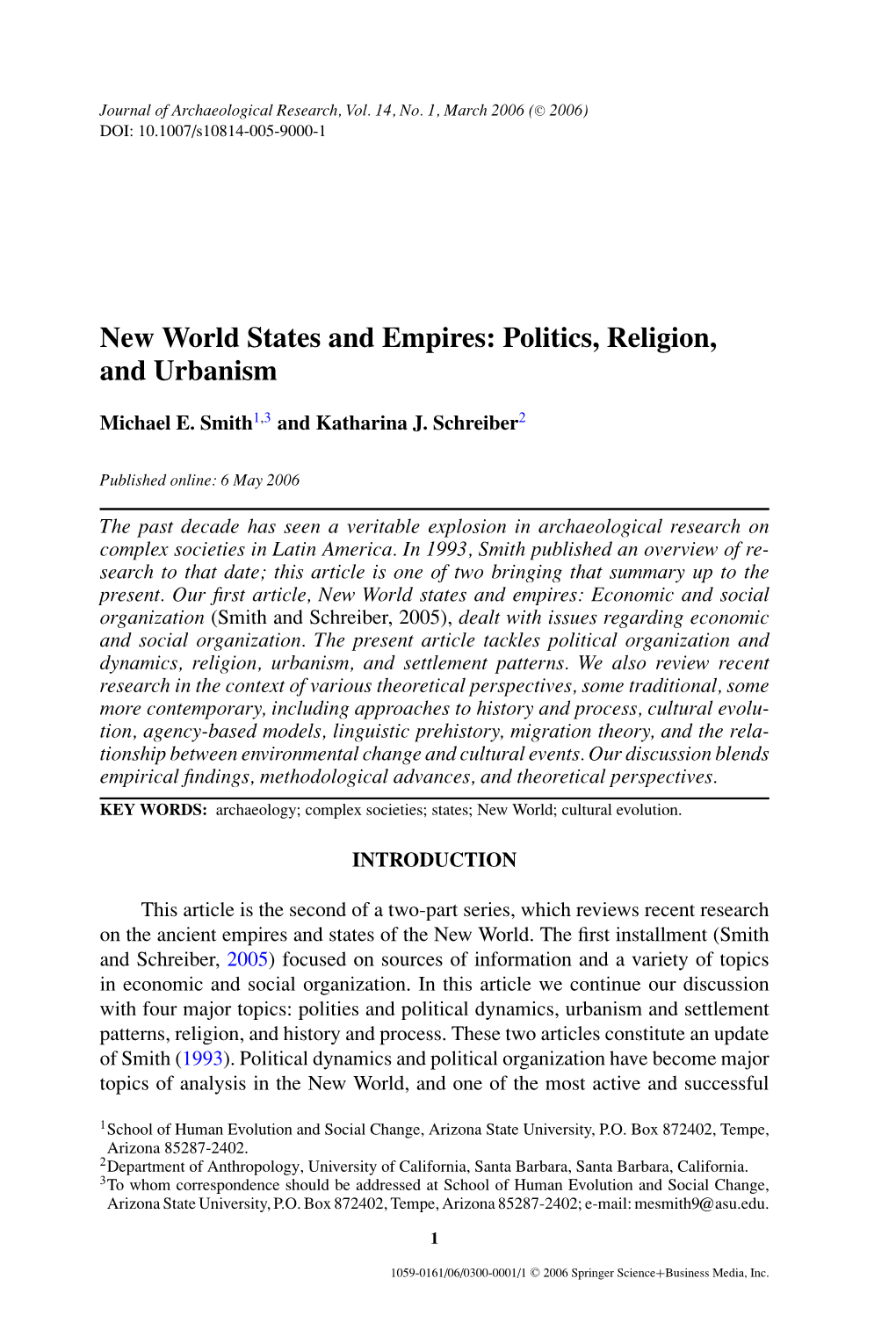 New World States and Empires: Politics, Religion, and Urbanism