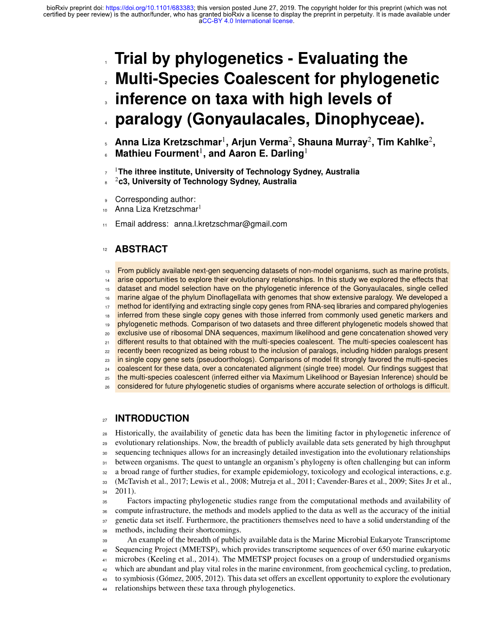 Trial by Phylogenetics - Evaluating The