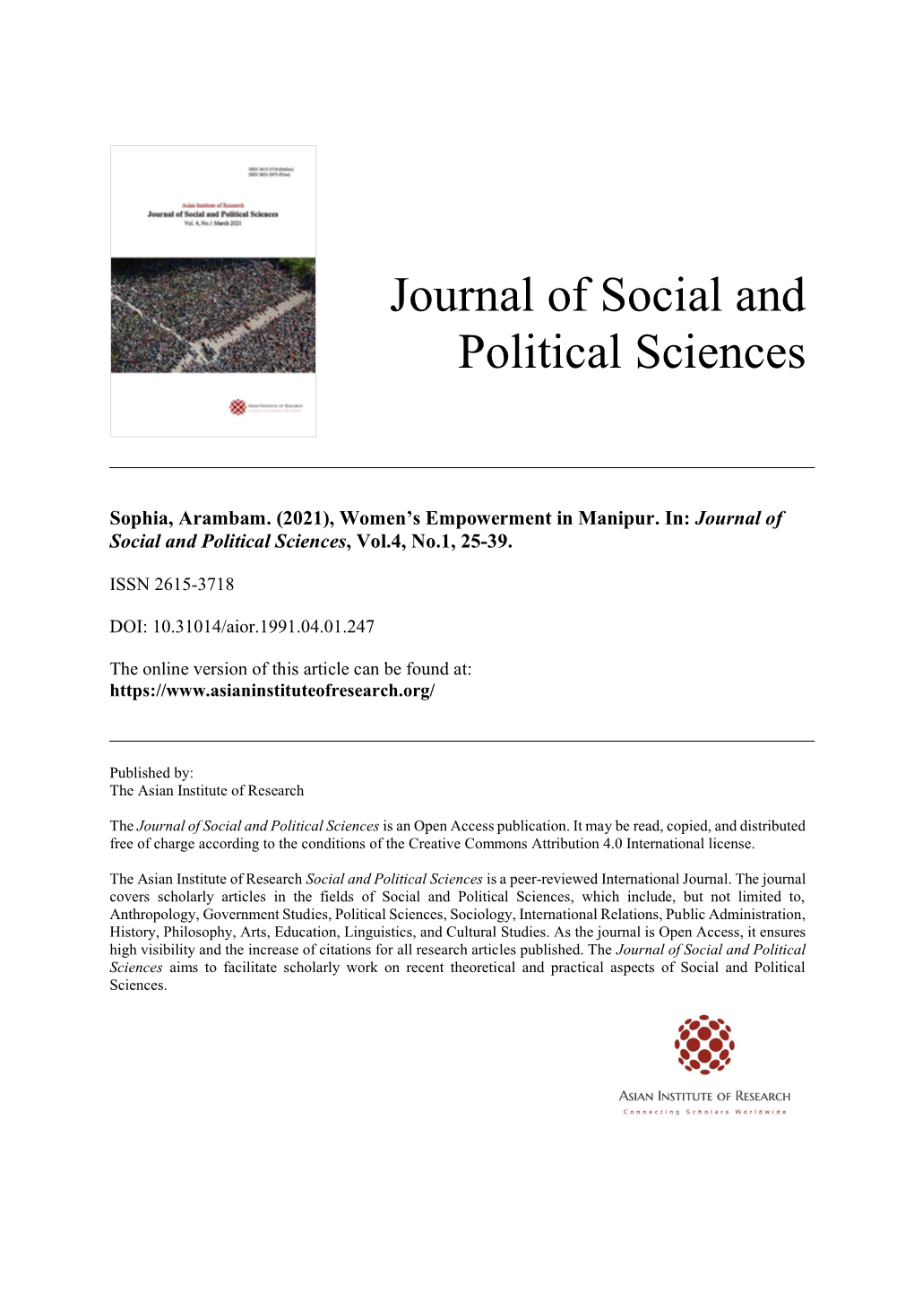 Journal of Social and Political Sciences