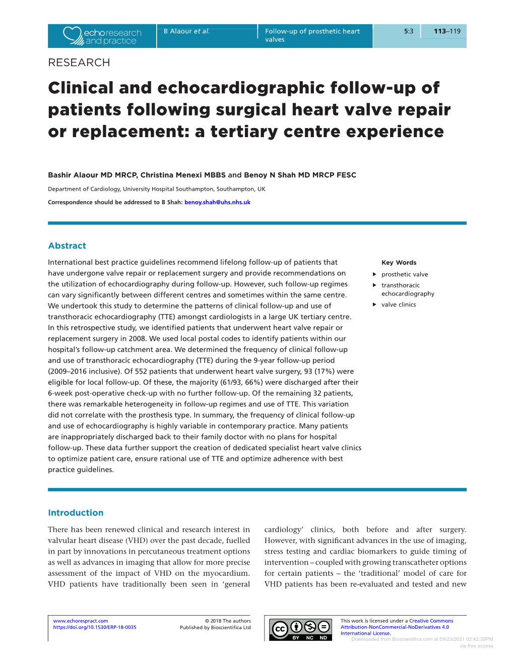 Clinical and Echocardiographic Follow-Up of Patients Following Surgical Heart Valve Repair Or Replacement: a Tertiary Centre Experience