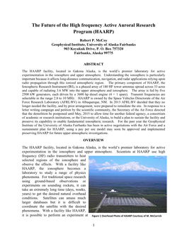 The Future of the High Frequency Active Auroral Research Program (HAARP)
