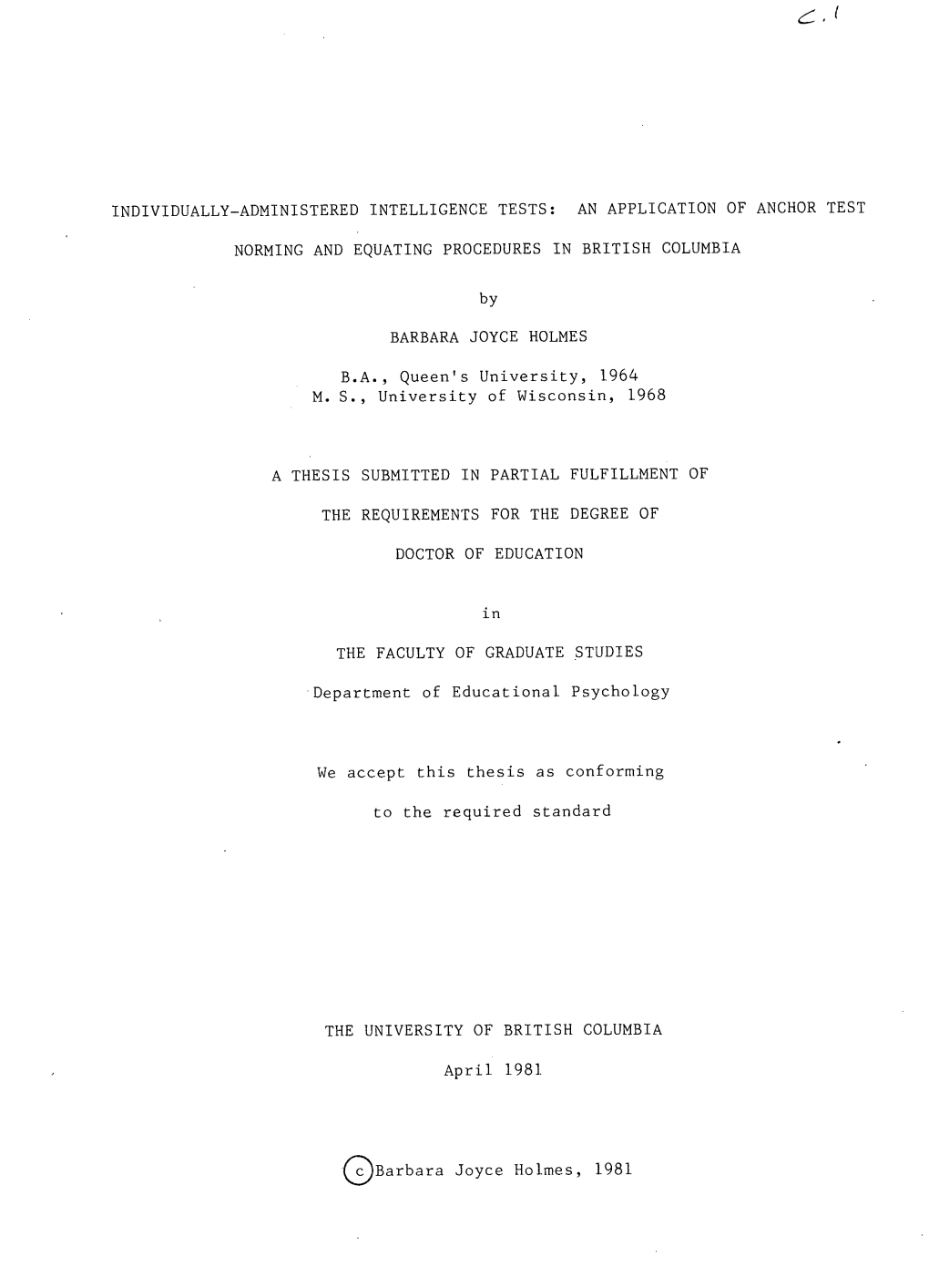 Individually-Administered Intelligence Tests: an Application of Anchor Test