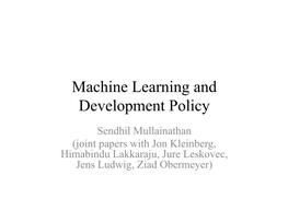 Machine Learning and Development Policy
