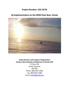 222-10-01 IQ Implementation on the WHB Polar Bear: Arviat