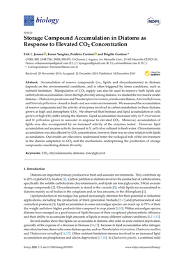 Storage Compound Accumulation in Diatoms As Response to Elevated CO2 Concentration