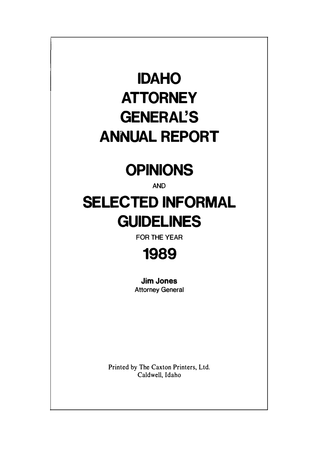 Annual Report of the Attorney General 1989