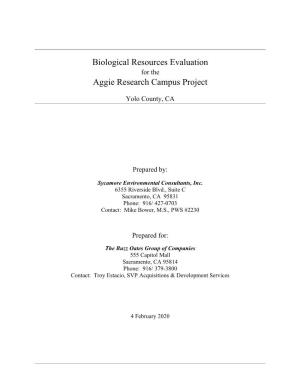 Biological Resources Evaluation Aggie Research Campus Project Yolo County, CA