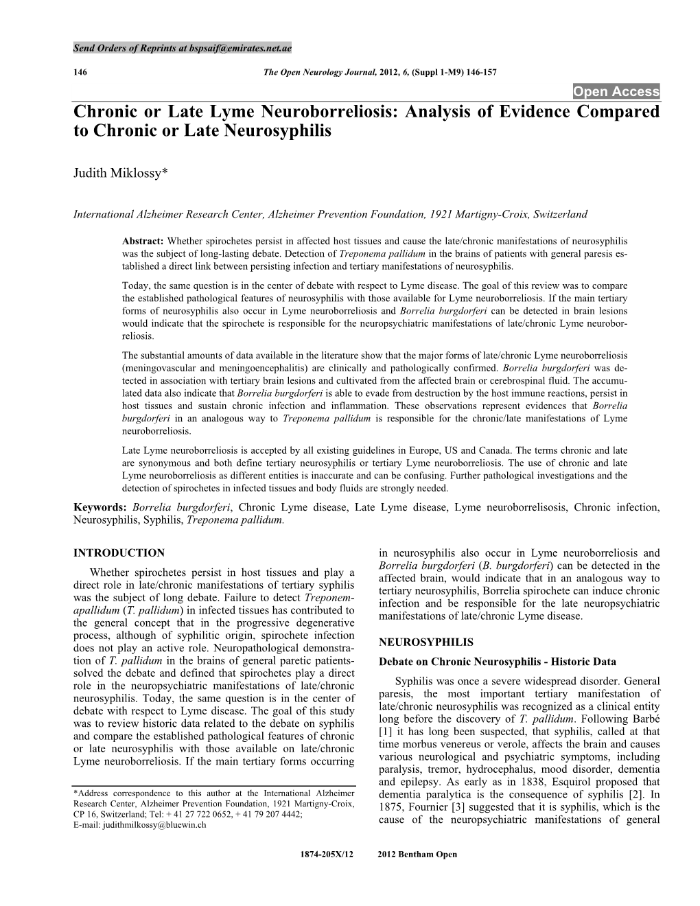 Pathologically Confirmed Chronic Lyme Disease