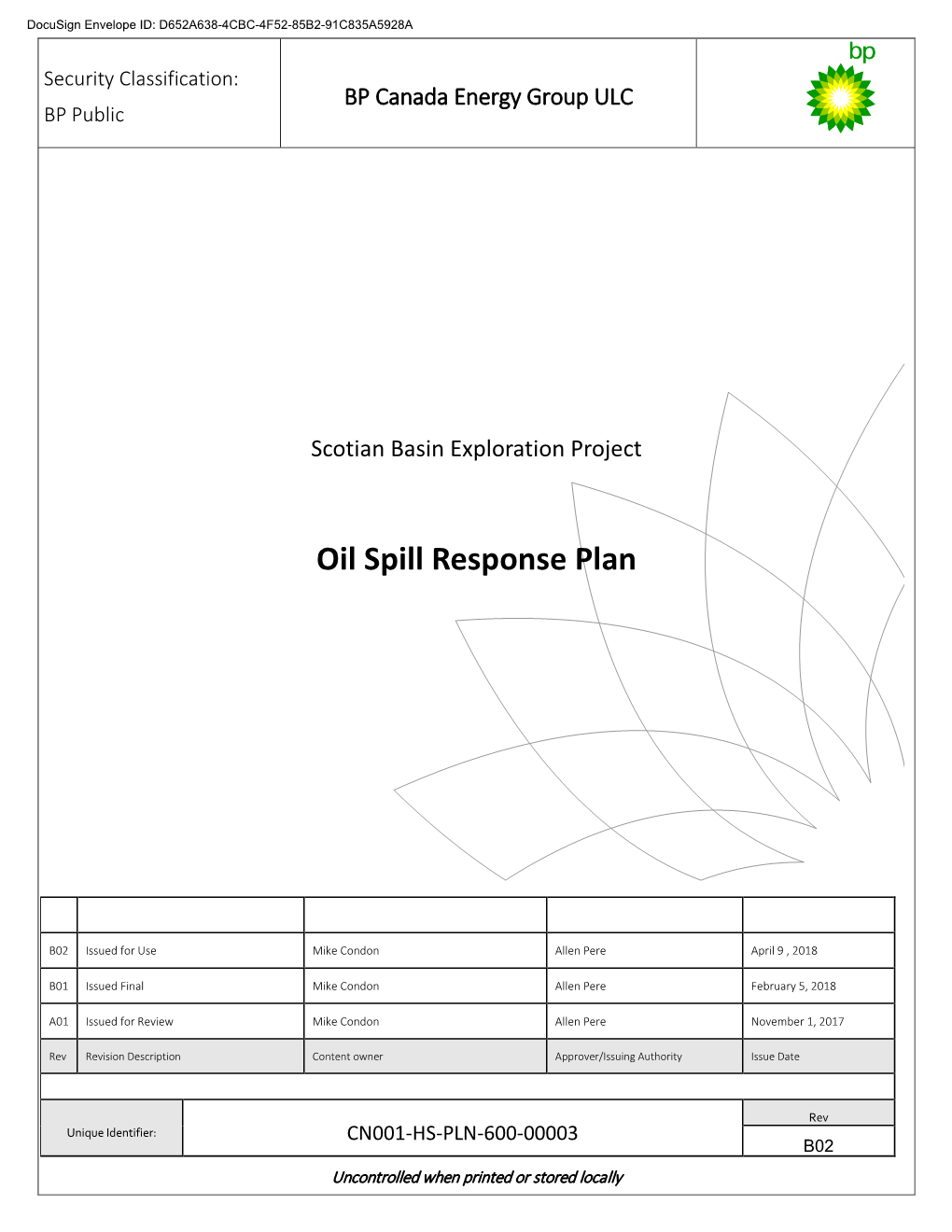 Oil Spill Rsponse Plan April 2018