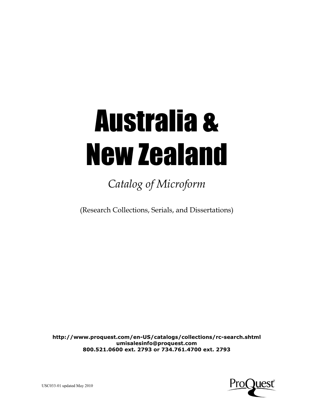 Australia & New Zealand Catalog | Subject Catalog (PDF)