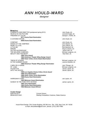 Hould Ward Final Document 2013 Resume
