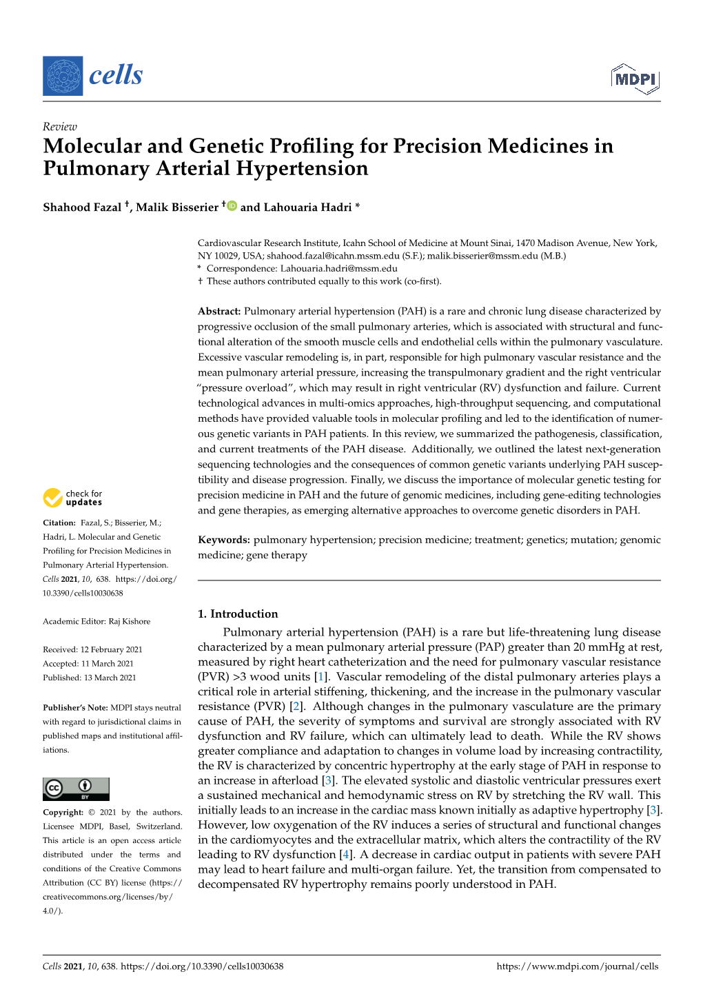 Molecular and Genetic Profiling for Precision Medicines in Pulmonary