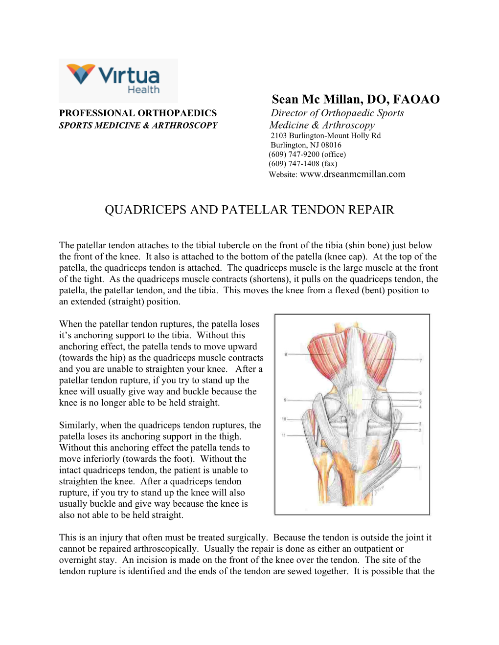 Quadriceps and Patella Tendon – Mcmillan 2020