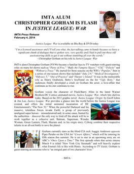 Imta Alum Christopher Gorham Is Flash in Justice League: War