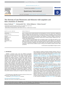 The Diversity of Late Pleistocene and Holocene Wild Ungulates and Kites Structures in Armenia