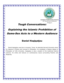 Tough Conversations: Explaining the Islamic Prohibition of Same-Sex