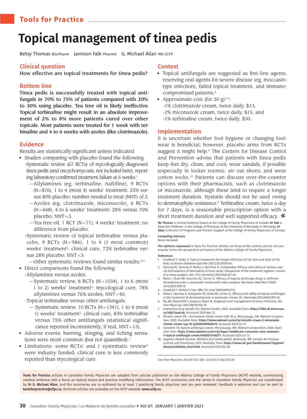 Topical Management of Tinea Pedis