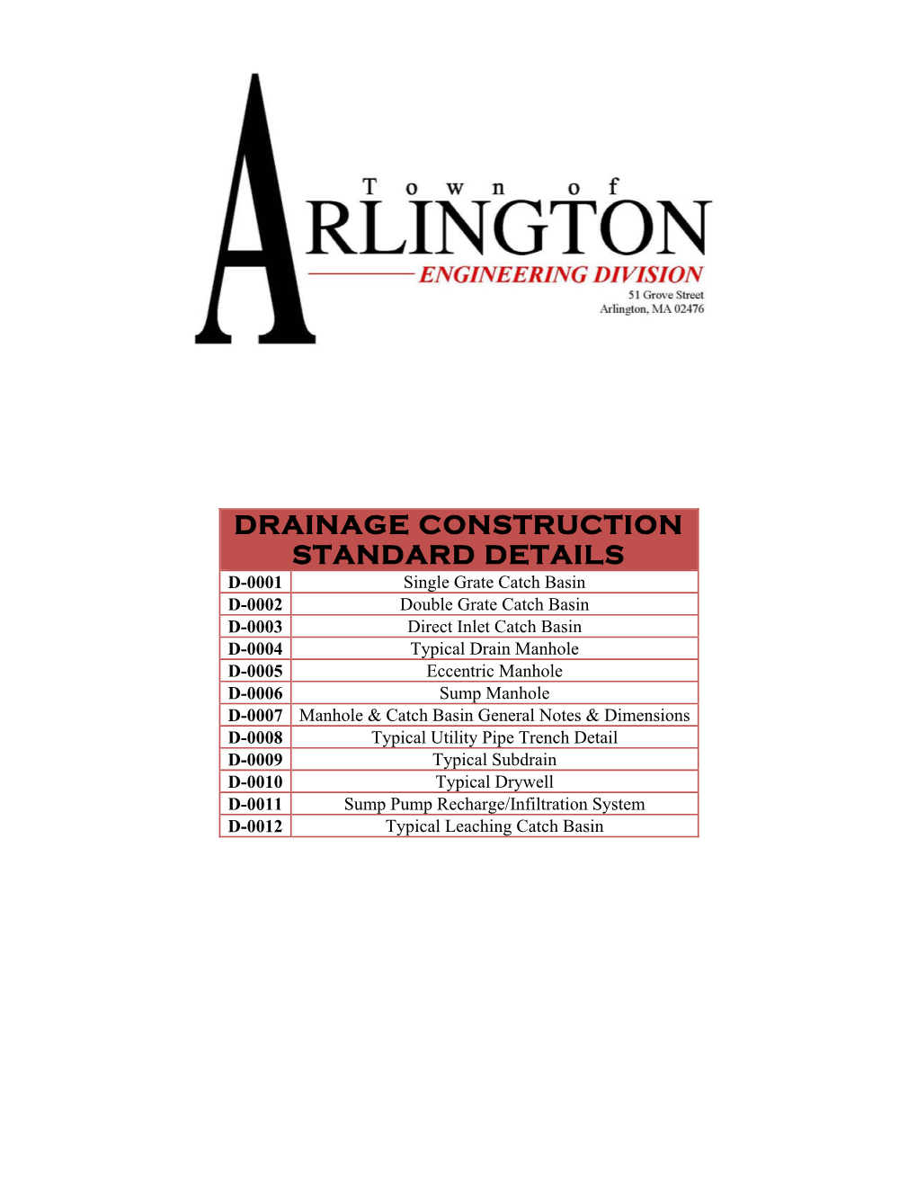 Drainage Construction Standard Details