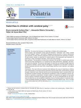 Sialorrhea in Children with Cerebral Palsy