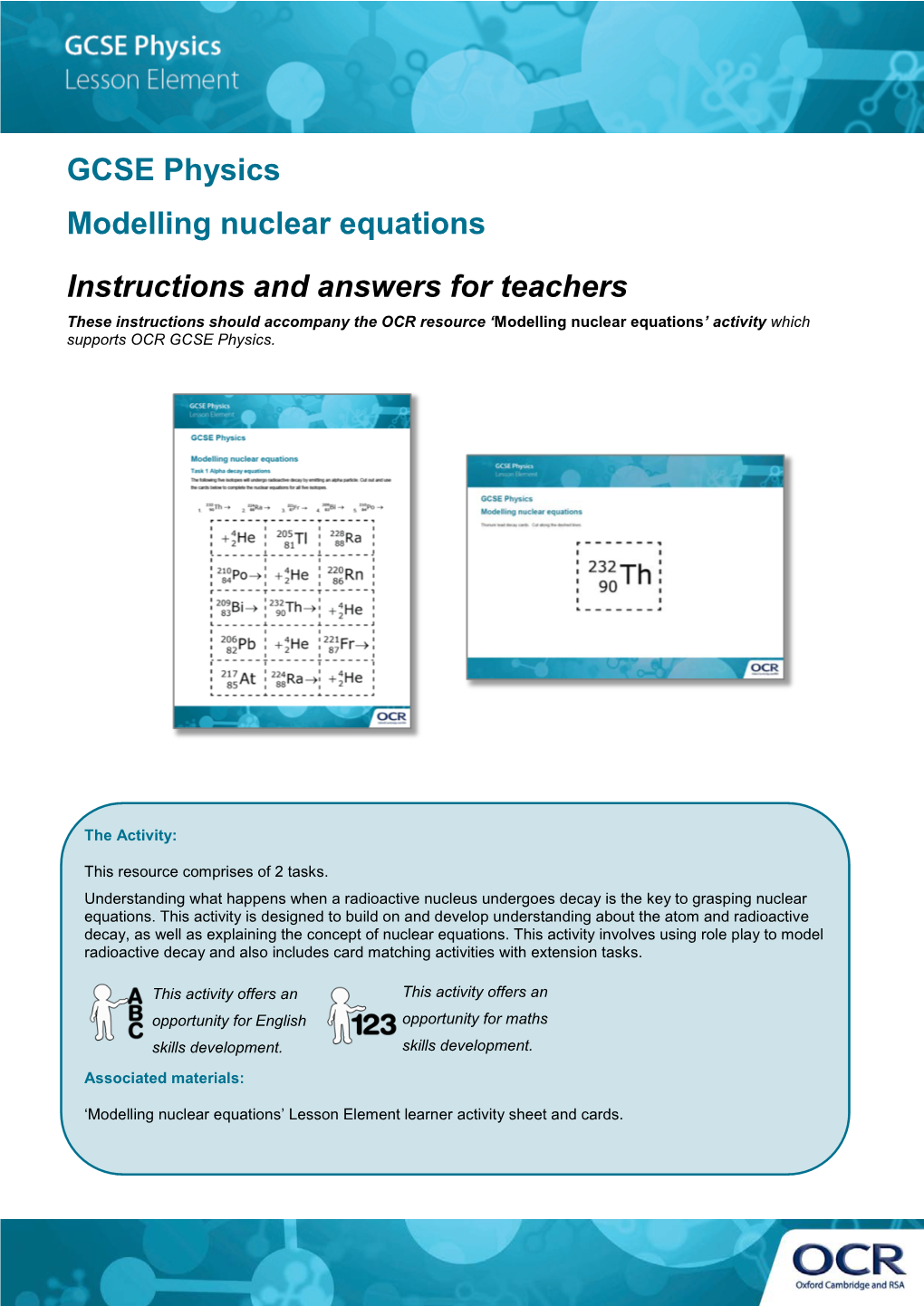 GCSE Physics Modelling Nuclear Equations