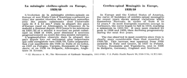 La Méninqite Cérébro-Spinale En Europe. Cérébro-Spinal Meningitis in Europe, 1939/40 1939/40