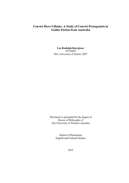 A Study of Convict Protagonists in Gothic Fiction from Australia