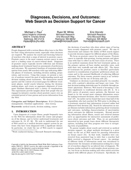 Web Search As Decision Support for Cancer