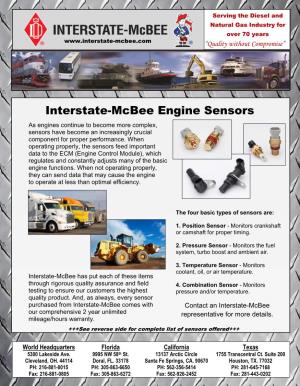 Interstate-Mcbee Engine Sensors As Engines Continue to Become More Complex, Sensors Have Become an Increasingly Crucial Component for Proper Performance