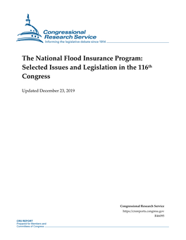 The National Flood Insurance Program: Selected Issues and Legislation in the 116Th Congress