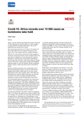 Covid-19: Africa Records Over 10 000 Cases As Lockdowns Take Hold