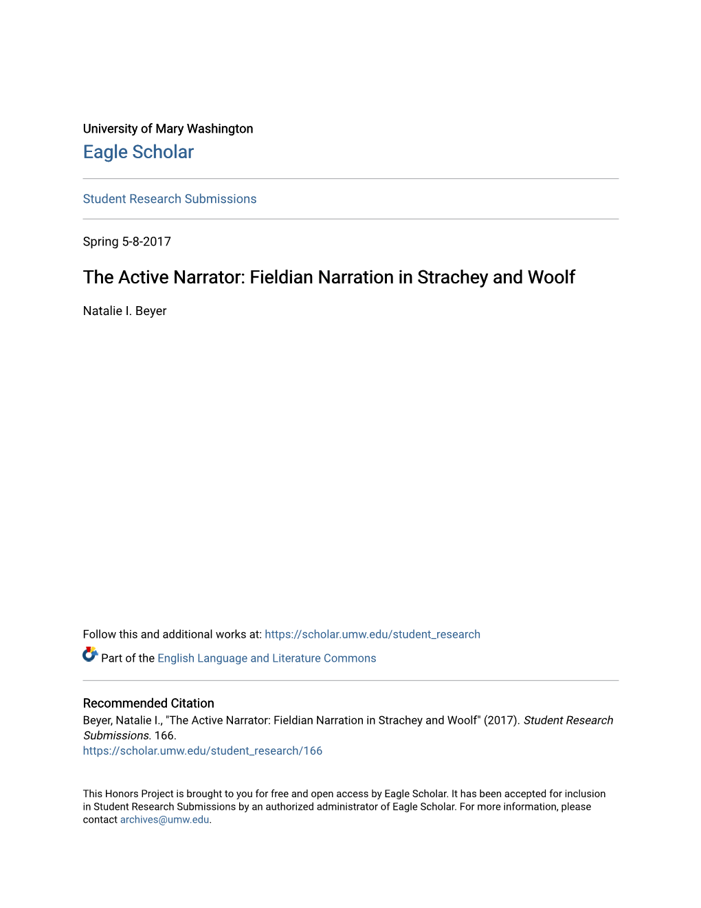 The Active Narrator: Fieldian Narration in Strachey and Woolf