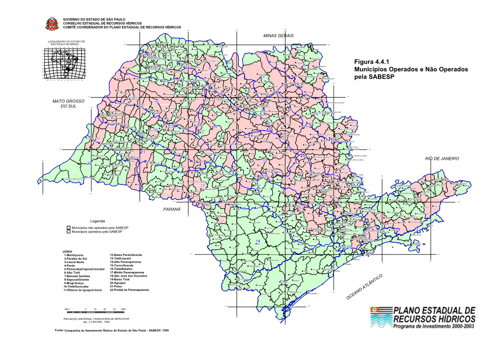 Figura 4.4.1 Municípios Operados E Não Operados Pela SABESP