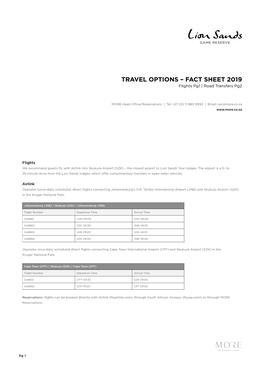 Lion-Sands-Game-Reserve-Travel-Options-Fact-Sheet-2019.Pdf